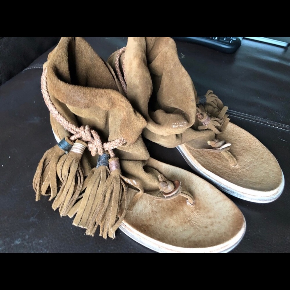 Free People Moccasin Fringe Sandals